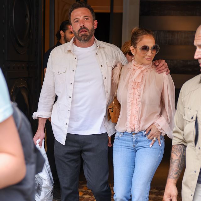 paris, france   july 25 jennifer lopez and ben affleck are seen leaving the costes hotel on july 25, 2022 in paris, france photo by pierre suugc images