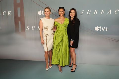 new york, new york   july 25 l r reese witherspoon, gugu mbatha raw and lauren neustadter attend apple tvs surface premiere at the morgan library on july 25, 2022 in new york city photo by dia dipasupilwireimage