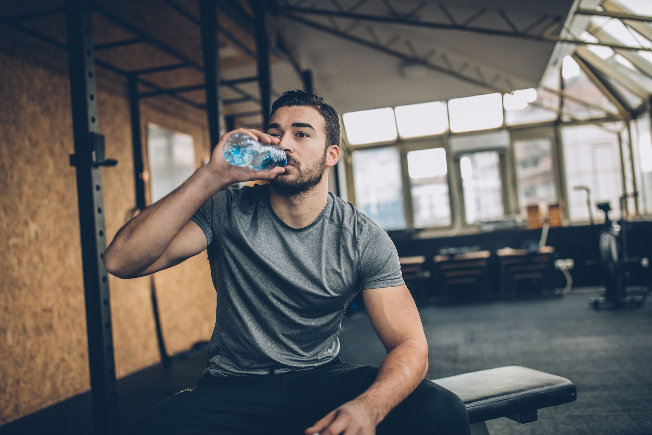 Premium Photo  Black man drink water fitness and gym with