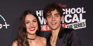 olivia rodrigo and joshua bassett reunite at hsm tm ts premiere