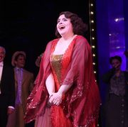 new york, new york   april 24 beanie feldstein as fanny brice during the opening night curtain call for the musical funny girl on broadway at the august wilson theatre on april 24, 2022 in new york city photo by bruce glikaswireimage