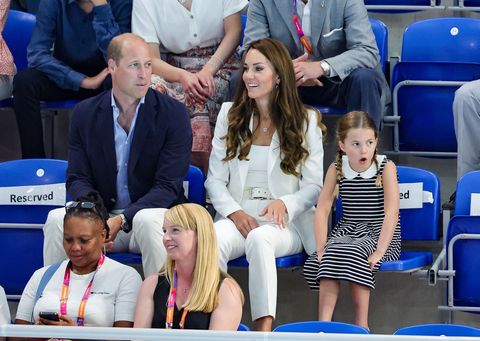 britains prince william, duke of cambridge l, britains princess charlotte of cambridge r and britains catherine, duchess of cambridge c, attend the sandwell aquatics centre to watch the heats of the swimming events on day five of the commonwealth games in birmingham, central england, on august 2, 2022 photo by chris jackson  pool  afp photo by chris jacksonpoolafp via getty images