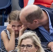 birmingham, england   august 2 prince william, duke of cambridge and princess charlotte of cambridge at the hockey during the 2022 commonwealth games on august 2, 2022 in birmingham, england photo by mark cuthbertuk press via getty images