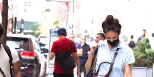 new york, ny   august 8 katie holmes and bobby wooten sighting in soho on august 8, 2022 in new york city photo by megagc images
