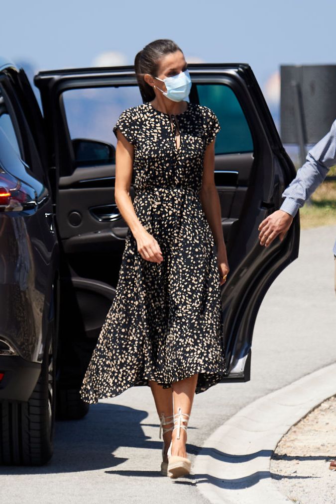 gijon, spain   july 30 queen letizia of spain during a visit to cerro de santa catalina on july 30, 2020 in gijon, spain this trip marks the end of a royal tour that has taken king felipe and queen letizia through several spanish autonomous communities with the objective of supporting economic, social and cultural activity after the coronavirus outbreak photo by carlos r alvarezwireimage