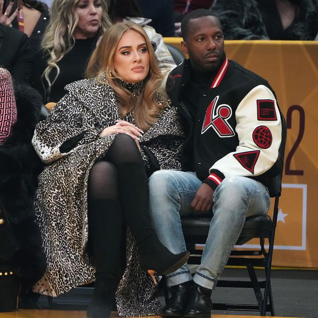 cleveland, ohio   february 20 l r guest, mary j blige, adele, and rich paul attend the 2022 nba all star game at rocket mortgage fieldhouse on february 20, 2022 in cleveland, ohio note to user user expressly acknowledges and agrees that, by downloading and or using this photograph, user is consenting to the terms and conditions of the getty images license agreement  photo by kevin mazurgetty images