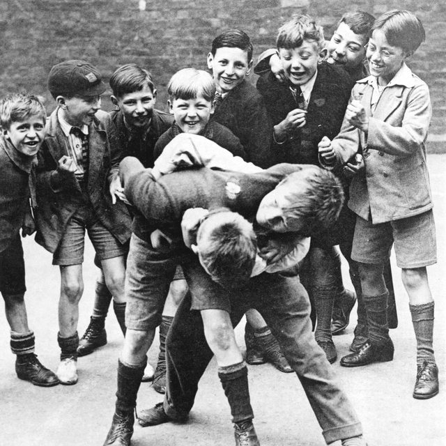 boys fighting in a school playground whilst other boys look on, 1934 photograph by edward g malindine photo by daily herald archivenational science  media museumsspl via getty images