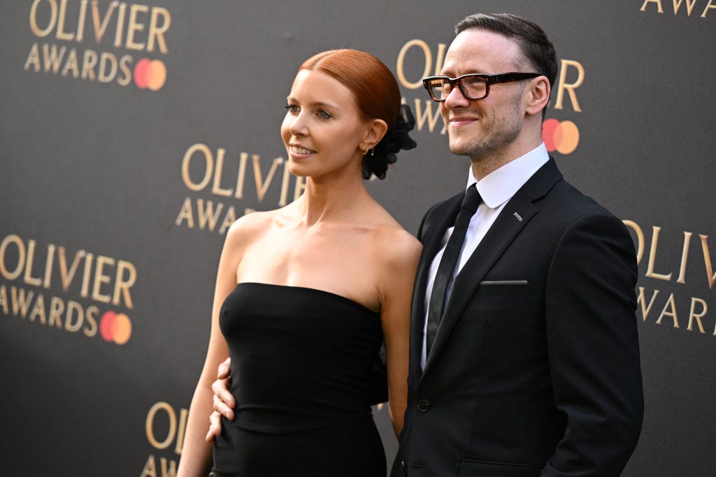 london, england   april 10 stacey dooley and kevin clifton attend the olivier awards 2022 with mastercard at the royal albert hall on april 10, 2022 in london, england photo by jeff spicergetty images for solt