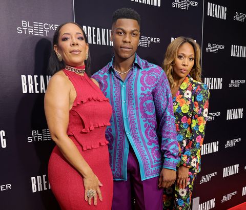 west hollywood, california   august 24 l r selenis leyva, john boyega, and nicole beharie attend the los angeles special screening of breaking at the london west hollywood at beverly hills on august 24, 2022 in west hollywood, california photo by momodu mansaraygetty images