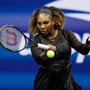 new york, new york   august 29 serena williams of the united states hits a forehand against danka kovinic of montenegro in the first round of the womens singles of the us open at the usta billie jean king national tennis center on august 29, 2022 in new york city photo by freytpngetty images