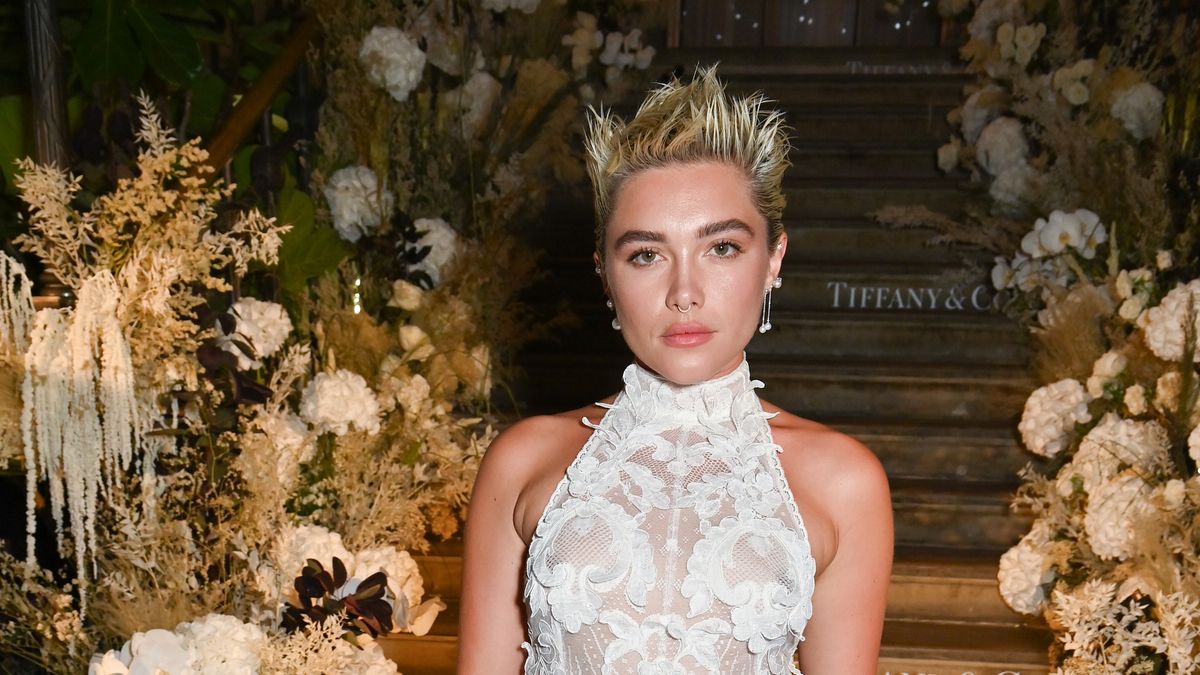 Florence Pugh Channels Anti-Bridal Energy in a Sheer Lacy White Gown
