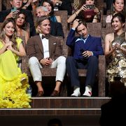 venice, italy   september 05 l r olivia wilde, chris pine, harry styles, gemma chan and florence pugh attend the campari passion for film 2022 award during the 79th venice international film festival on august 31, 2022 in venice, italy photo by vittorio zunino celottogetty images