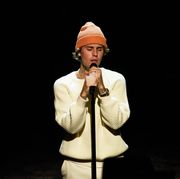 saturday night live    issa rae episode 1788    pictured musical guest justin bieber performs on saturday, october 17, 2020    photo by will heathnbcnbcu photo bank via getty images