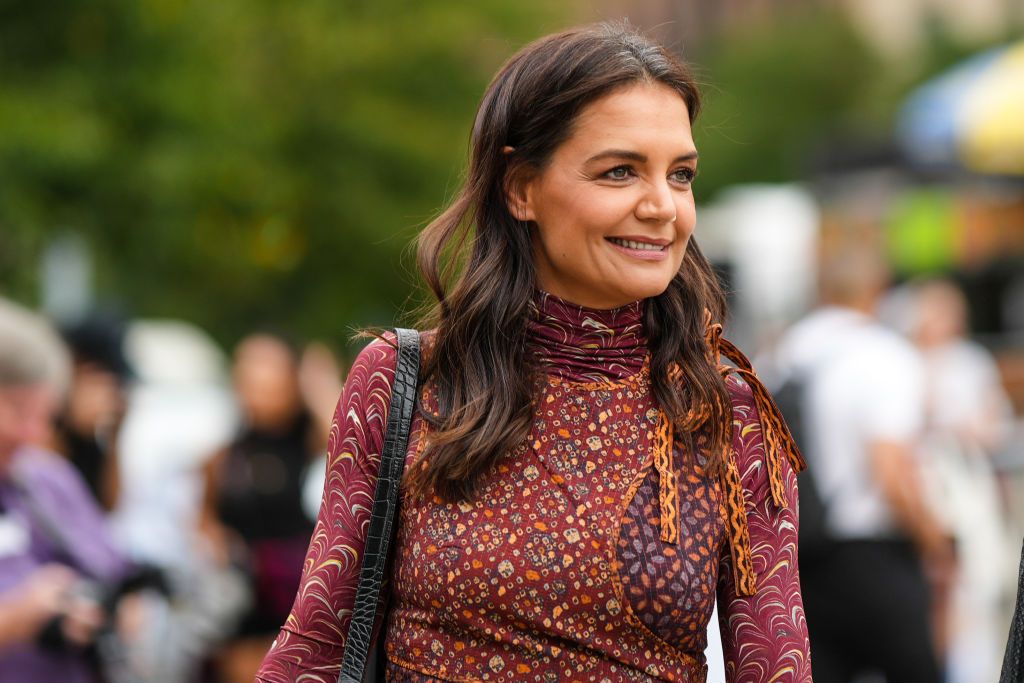 Katie Holmes Wears a Springy Puff-Sleeved Dress by Ulla Johnson