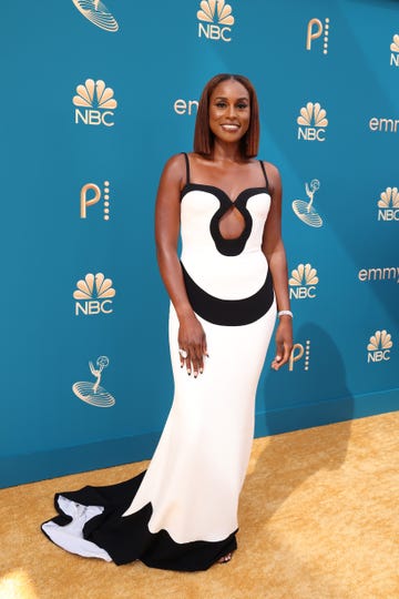 los angeles, california   september 12 74th annual primetime emmy awards    pictured issa rae arrives to the 74th annual primetime emmy awards held at the microsoft theater on september 12, 2022    photo by mark von holdennbc via getty images