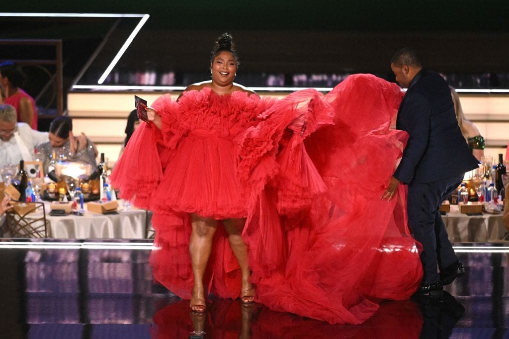 Lizzo Is Radiant In A Fiery Red Gown At The 2022 Emmys