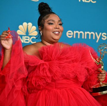 us singer songwriter lizzo poses with the emmy for outstanding competition program for lizzos watch out for the big grrrls during the 74th emmy awards at the microsoft theater in los angeles, california, on september 12, 2022 photo by frederic j brown  afp photo by frederic j brownafp via getty images
