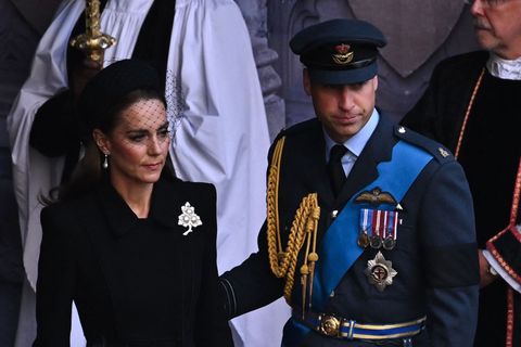 britains catherine, princess of wales and britains prince william, prince of wales leave after a service for the reception of queen elizabeth iis coffin at westminster hall, in the palace of westminster in london on september 14, 2022, where the coffin of queen elizabeth ii, will lie in state   queen elizabeth ii will lie in state in westminster hall inside the palace of westminster, from wednesday until a few hours before her funeral on monday, with huge queues expected to file past her coffin to pay their respects photo by ben stansall  pool  afp photo by ben stansallpoolafp via getty images
