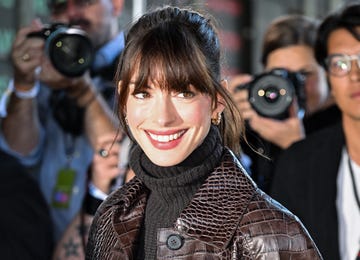 new york, new york   september 14 anne hathaway arrives to michael kors fashion show at highline stages on september 14, 2022 in new york city photo by james devaneygc images