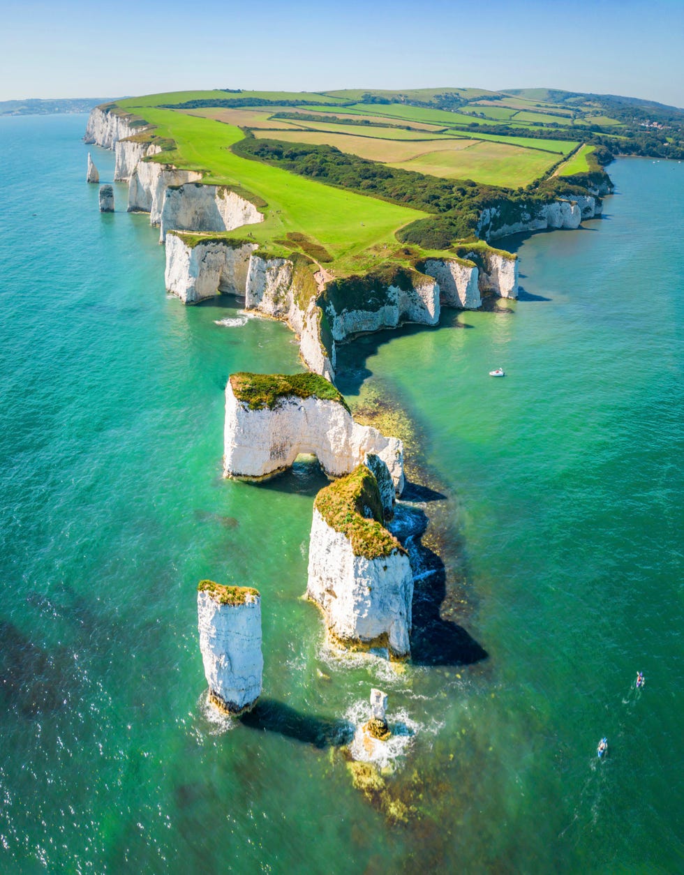 aerial view of old harry rocks on the jurassic coast