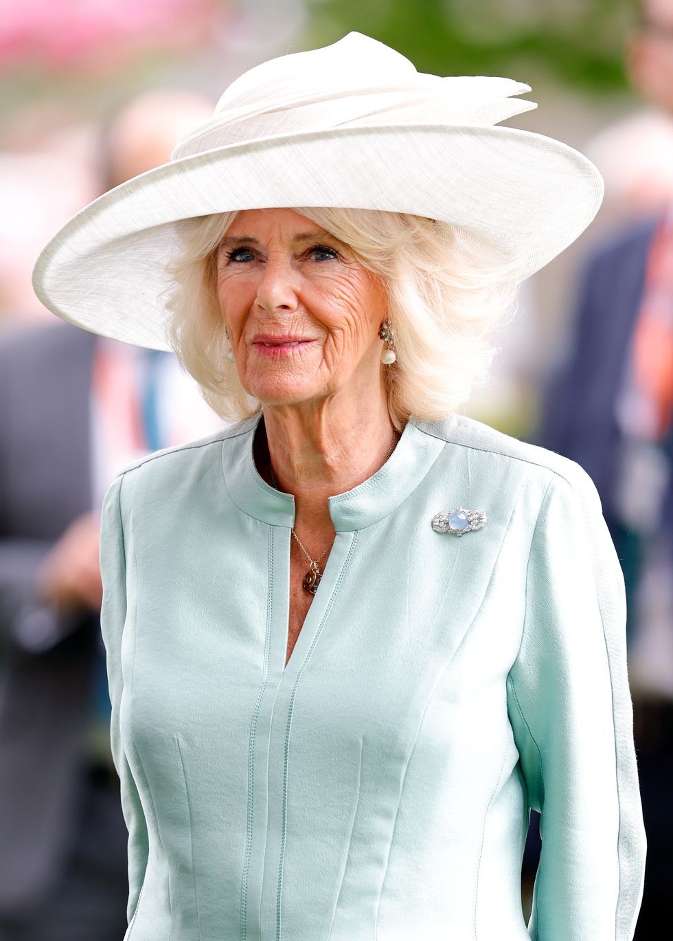 ascot, united kingdom   july 23 embargoed for publication in uk newspapers until 24 hours after create date and time camilla, duchess of cornwall attends the qipco king george diamond day, where she presented the prizes to the winners of the king george vi and queen elizabeth qipco stakes, at ascot racecourse on july 23, 2022 in ascot, england photo by max mumbyindigogetty images