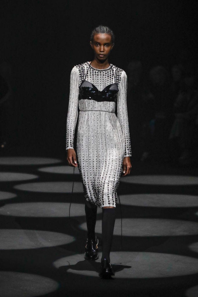london, england   february 21 a model walks the runway at the erdem show during london fashion week february 2022 on february 21, 2022 in london, england photo by john phillipsbfcgetty images for bfc