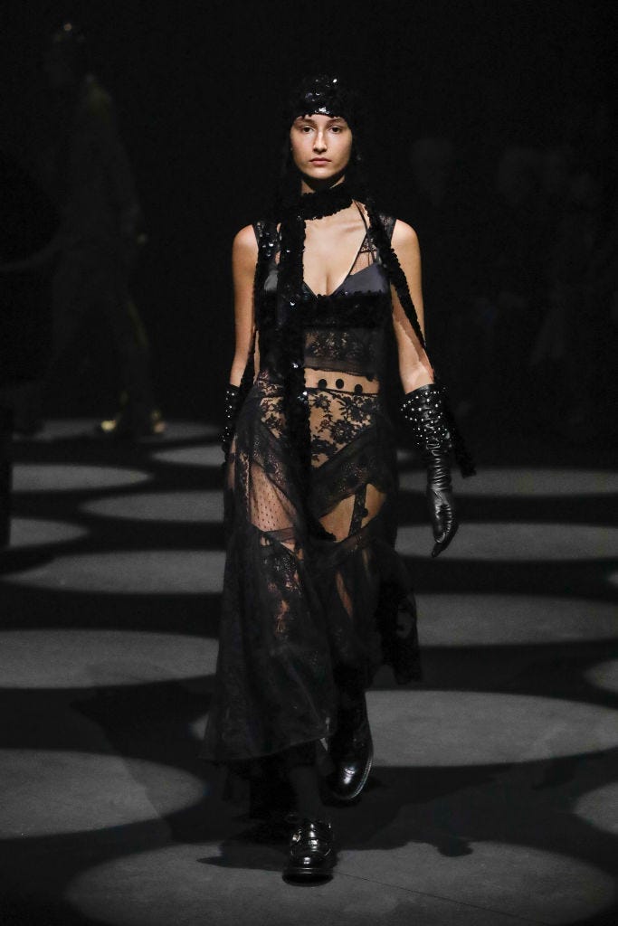 london, england   february 21 a model walks the runway at the erdem show during london fashion week february 2022 on february 21, 2022 in london, england photo by john phillipsbfcgetty images for bfc