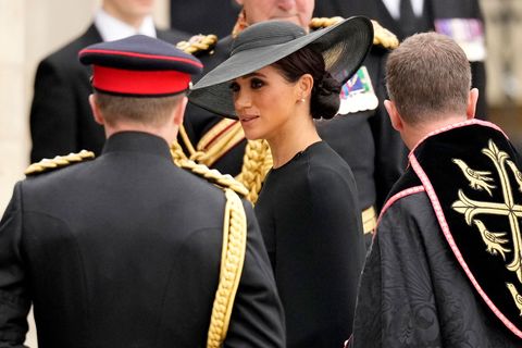 london, england   september 19 meghan, duchess of sussex arrives at westminster abbey for the state funeral of queen elizabeth ii on september 19, 2022 in london, england elizabeth alexandra mary windsor was born in bruton street, mayfair, london on 21 april 1926 she married prince philip in 1947 and ascended the throne of the united kingdom and commonwealth on 6 february 1952 after the death of her father, king george vi queen elizabeth ii died at balmoral castle in scotland on september 8, 2022, and is succeeded by her eldest son, king charles iii  photo by christopher furlonggetty images