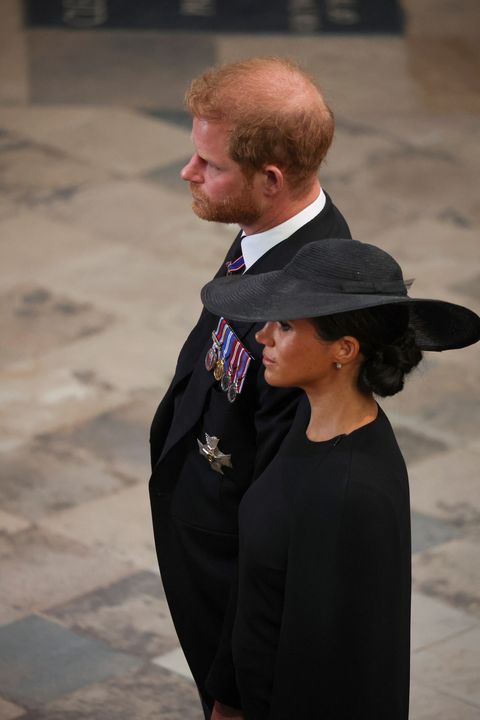 How Prince Harry and Meghan Markle Comforted Each Other at Queen Elizabeth II's Funeral