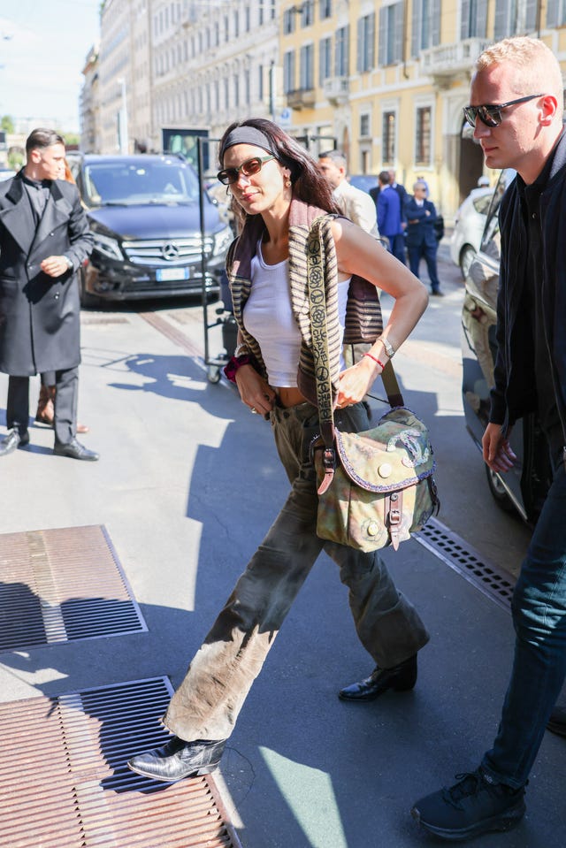 Bella Hadid Brings Her Trophy Vintage Bags to Milan