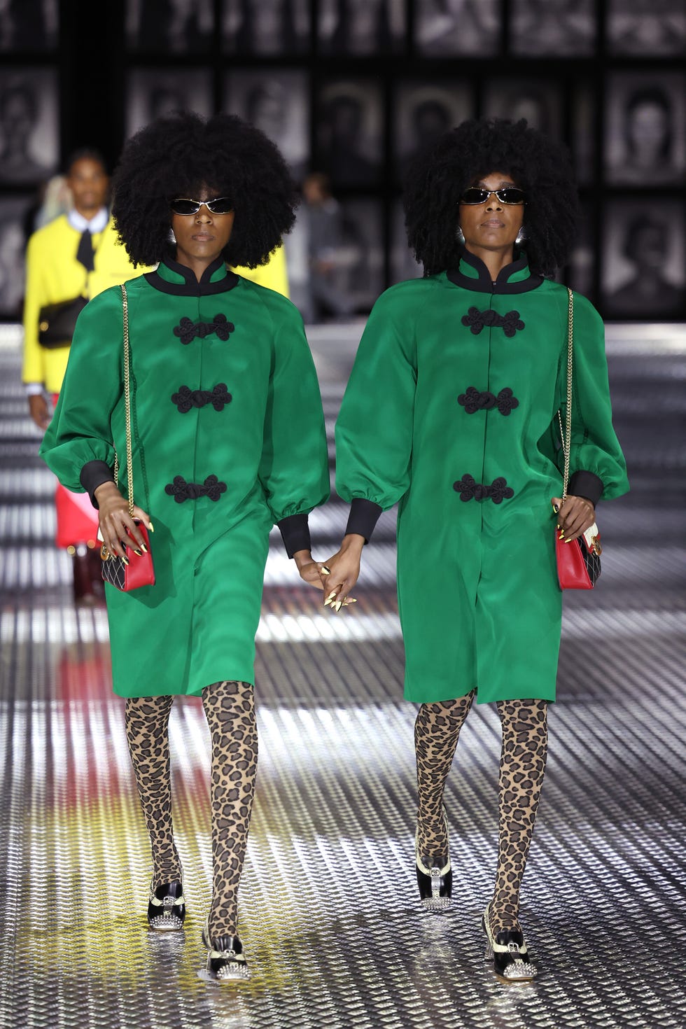 milan, italy   september 23 models walk the runway of the gucci twinsburg show during milan fashion week springsummer 2023 on september 23, 2022 in milan, italy photo by daniele venturelligetty images for gucci