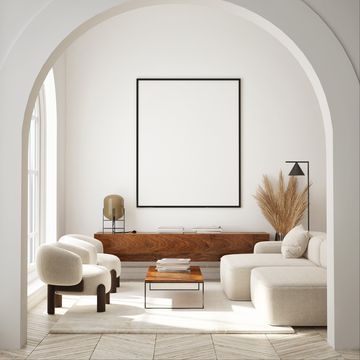 mock up poster frame in modern interior background, living room, scandinavian style, 3d render, 3d illustration