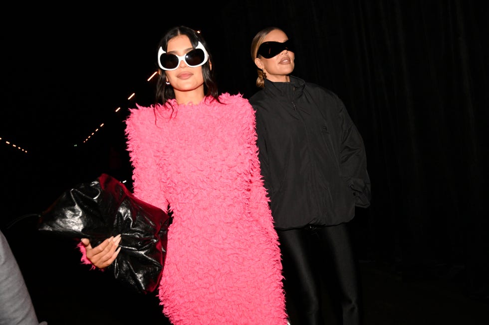 villepinte, france   october 02 kylie jenner and khloé kardashian attend the balenciaga womenswear springsummer 2023 show as part of paris fashion week on october 02, 2022 in villepinte, france photo by anthony ghnassiagetty images for balenciaga