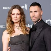 west hollywood, california   november 13 l r behati prinsloo and adam levine attend the baby2baby 10 year gala presented by paul mitchell on november 13, 2021 in west hollywood, california photo by amy sussmangetty images for baby2baby