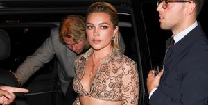paris, france   october 02 editors note image contains nudity florence pugh is seen on day seven of paris fashion week   womenswear springsummer 2023 on october 02, 2022 in paris, france photo by pierre suugc images