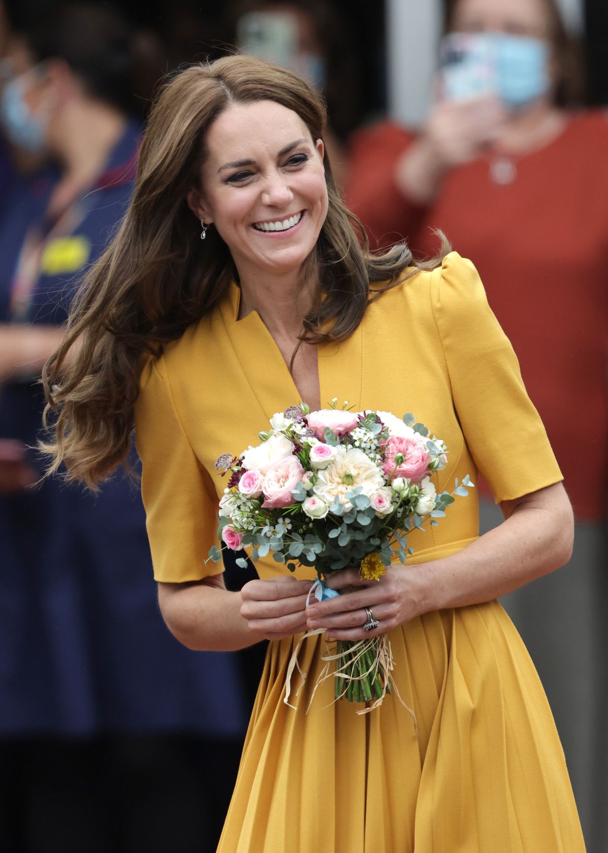 guildford, england   october 05 catherine, princess of wales smiles as she departs the maternity unit after a visit to the royal surrey county hospital on october 5, 2022 in guildford, england photo by chris jacksongetty images