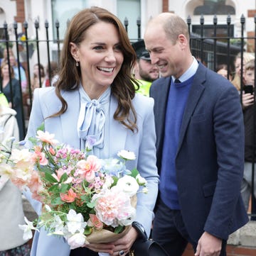 belfast, northern ireland   october 06 catherine, princess of wales and prince william, prince of wales smile as they speak with well wishers after their visit to the pips public initiative for prevention of suicide and self harm charity on october 06, 2022 in belfast, northern ireland photo by chris jackson   poolgetty images