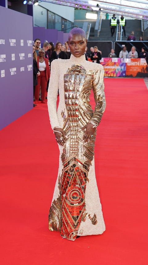 jodie turner smith arrives for the uk premiere of white noise during the bfi london film festival 2022 at the royal festival hall, southbank centre, london picture date thursday october 6, 2022 photo by ian westpa images via getty images