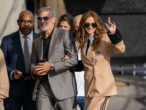 los angeles, ca october 13 george clooney and julia roberts are seen at jimmy kimmel live on october 13, 2022 in los angeles, california photo by rbbauer griffingc images
