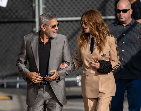 los angeles, ca october 13 george clooney and julia roberts are seen at jimmy kimmel live on october 13, 2022 in los angeles, california photo by rbbauer griffingc images
