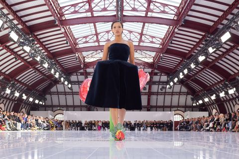 paris, france   september 30 editorial use only   for non editorial use please seek approval from fashion house a model walks the runway during the loewe womenswear springsummer 2023 show as part of paris fashion week on september 30, 2022 in paris, france photo by peter whitegetty images