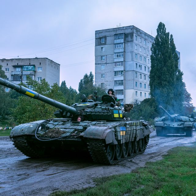 kupiansk, ukraine   september 28 ukrainian tanks entering kupiansk, which has been de occupied from russian troops, on september 28, 2022 in kupiansk, ukraine kupiansk is a city in kharkiv oblast, located on the border with luhansk oblast before the full scale russian invasion, about thirty thousand residents lived there kupiansk was under russian occupation for half a year on september 10, ukrainian armed forces liberated the city, however, there is still fighting on its outskirts photo by ivan chernichkinzaboronaglobal images ukraine via getty images