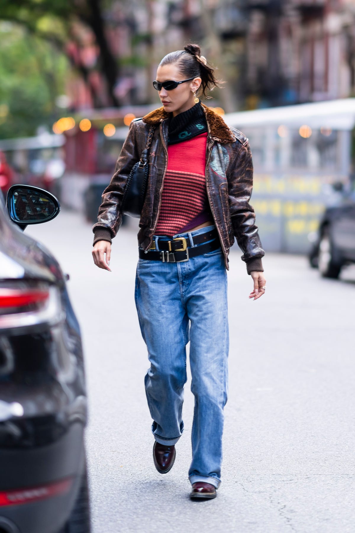 Bella Hadid Makes a Case for Wearing Multiple Belts at Once