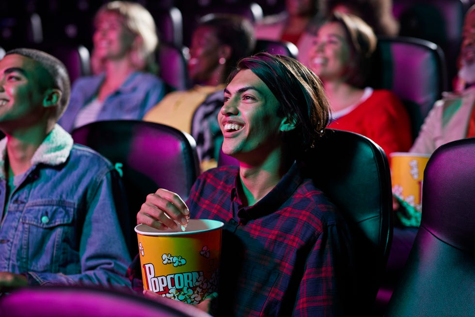 happy audience watching movie