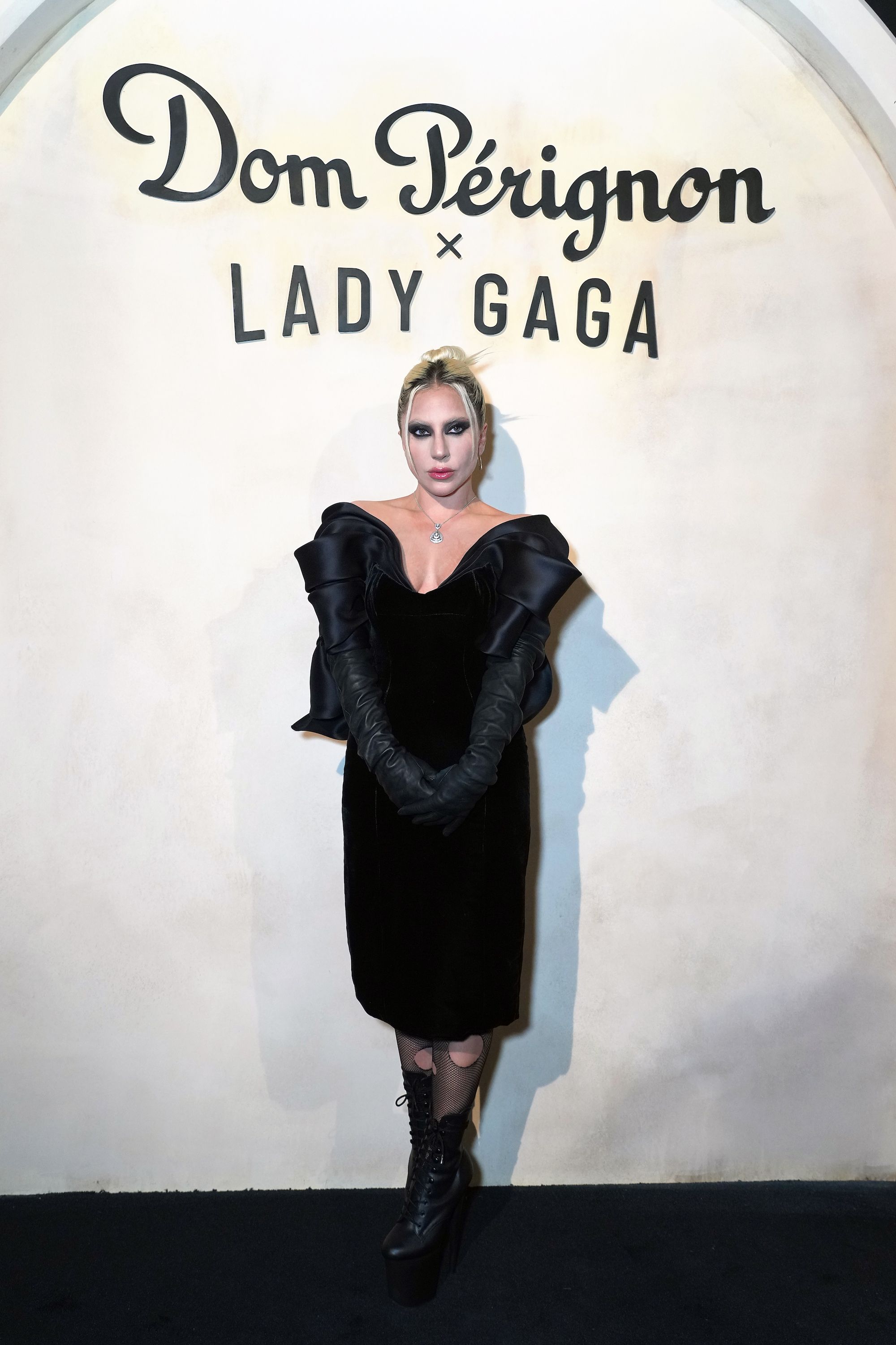 Lady Gaga Is a Gothic Queen in an All-Black Look with Ripped Fishnets