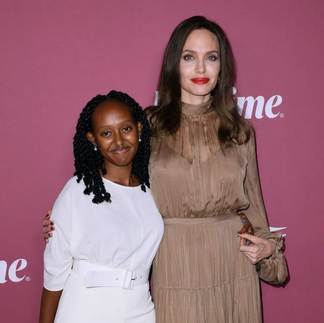 beverly hills, california   september 30 l r zahara jolie pitt and angelina jolie attend varietys power of women at wallis annenberg center for the performing arts on september 30, 2021 in beverly hills, california photo by jon kopaloffwireimage,