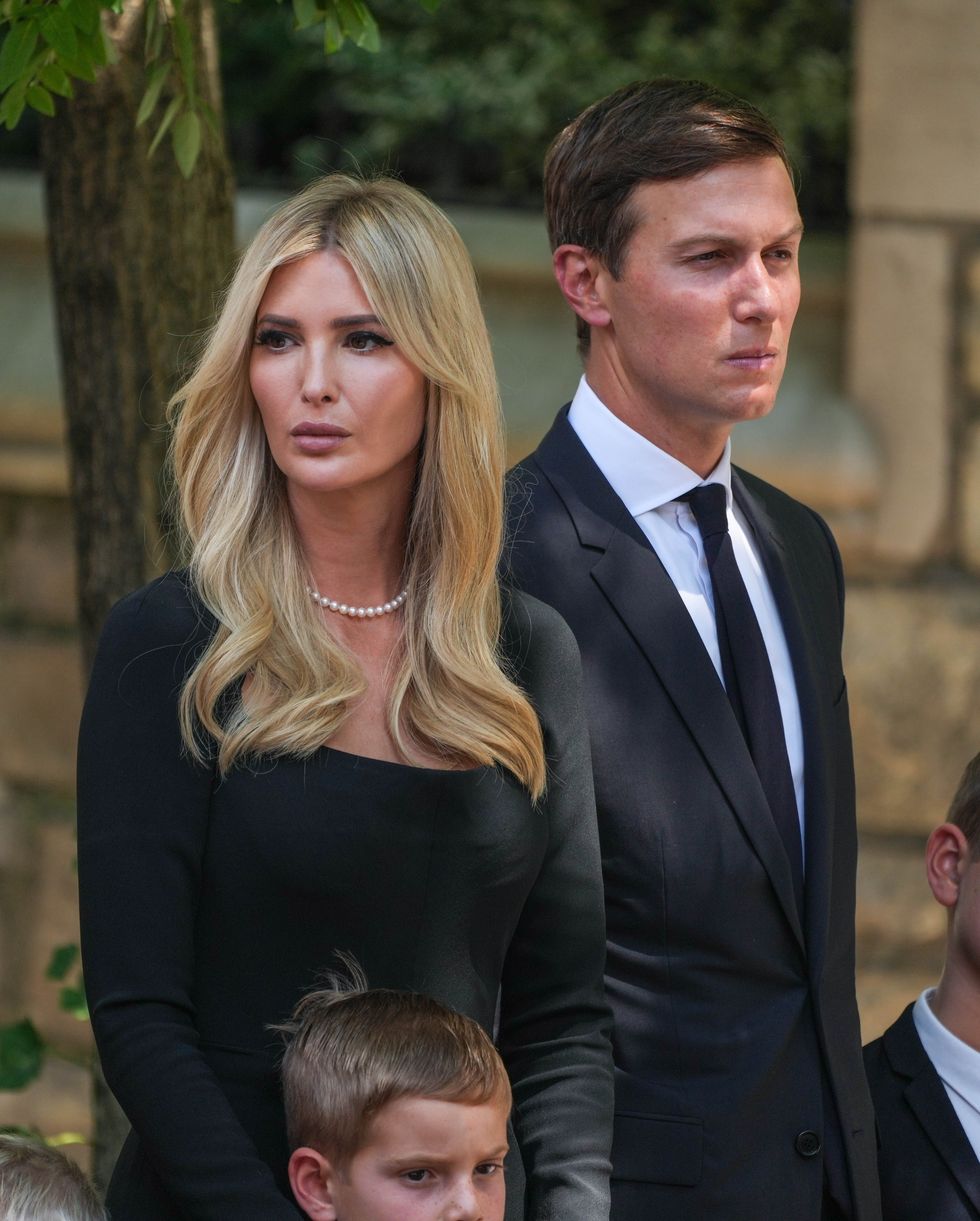 new york, ny   july 20 ivanka trump and jared kushner are seen  at the funeral of ivana trump on july 20, 2022 in new york city  photo by jnistar maxgc images