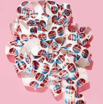 i voted stickers on pink background