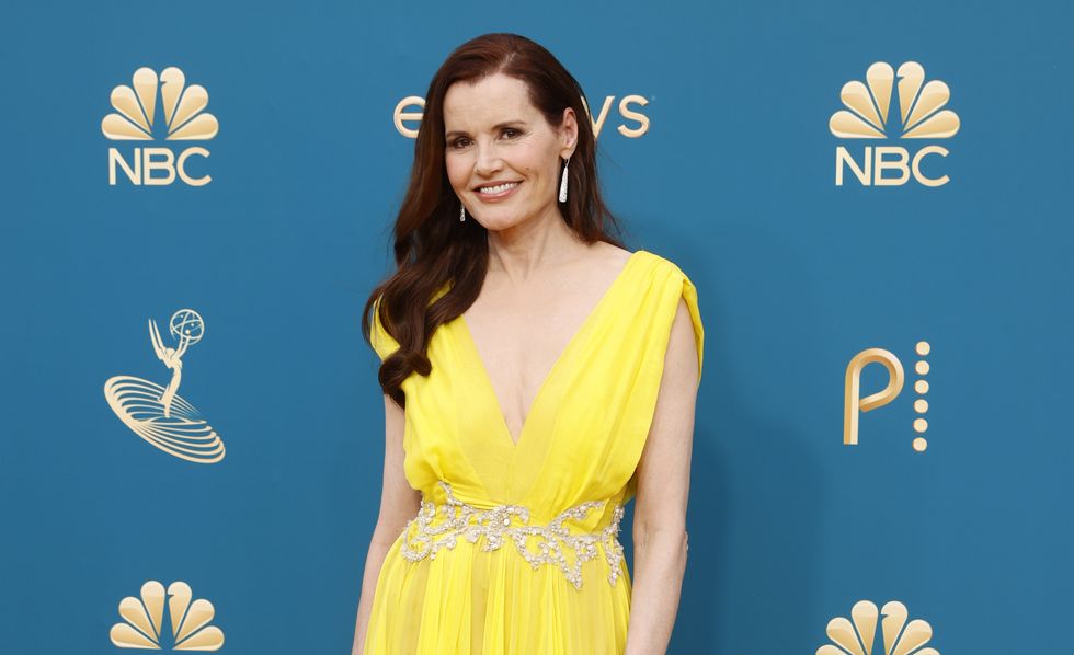 los angeles, california   september 12 74th annual primetime emmy awards    pictured geena davis arrives to the 74th annual primetime emmy awards held at the microsoft theater on september 12, 2022    photo by trae pattonnbc via getty images