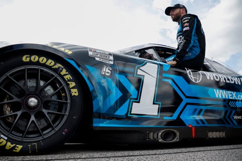 darlington, south carolina   september 03 ross chastain, driver of the 1 worldwide express chevrolet, enters his car during qualifying for the nascar cup series cook out southern 500 at darlington raceway on september 03, 2022 in darlington, south carolina photo by jared c tiltongetty images